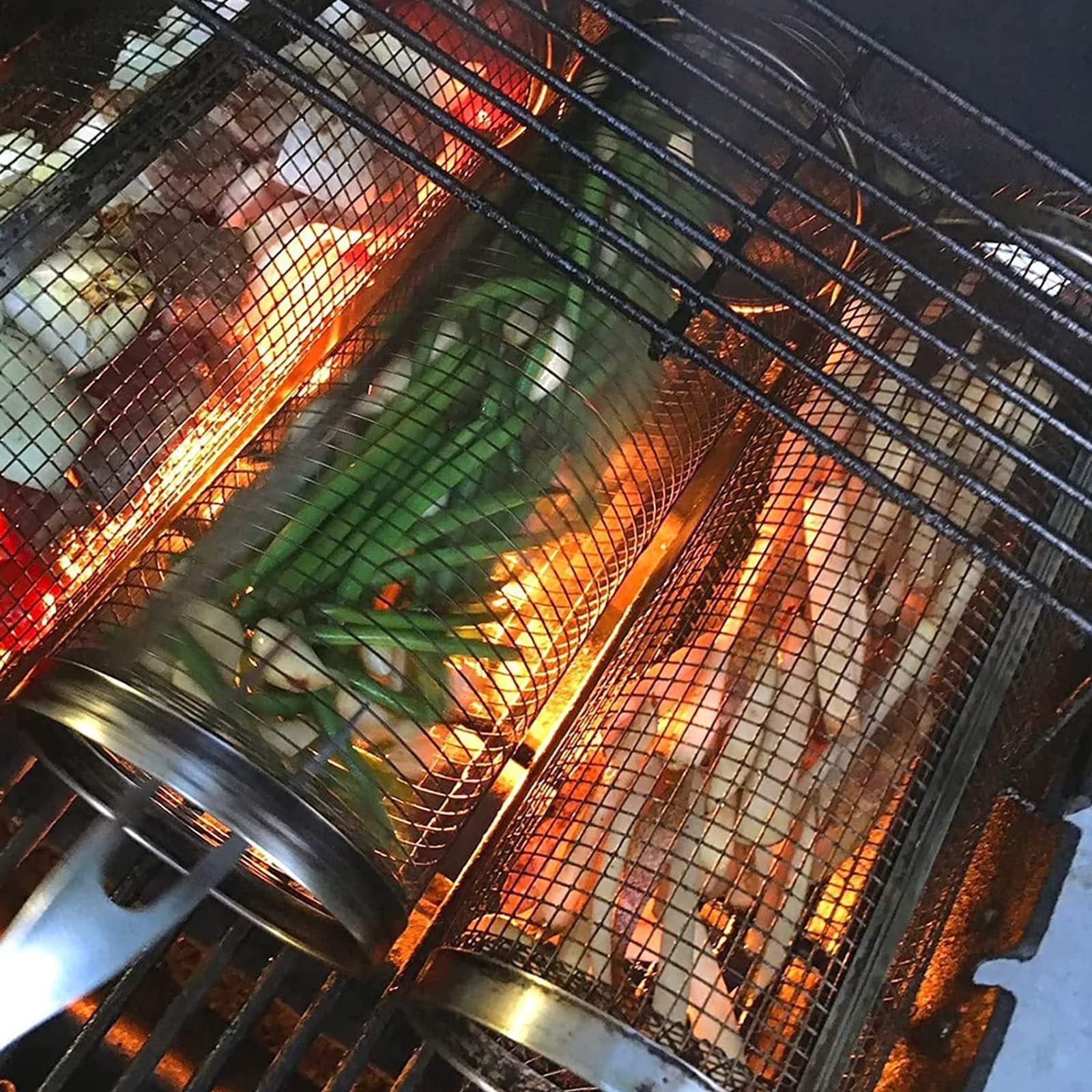 Rollende grillmand voor de barbecue