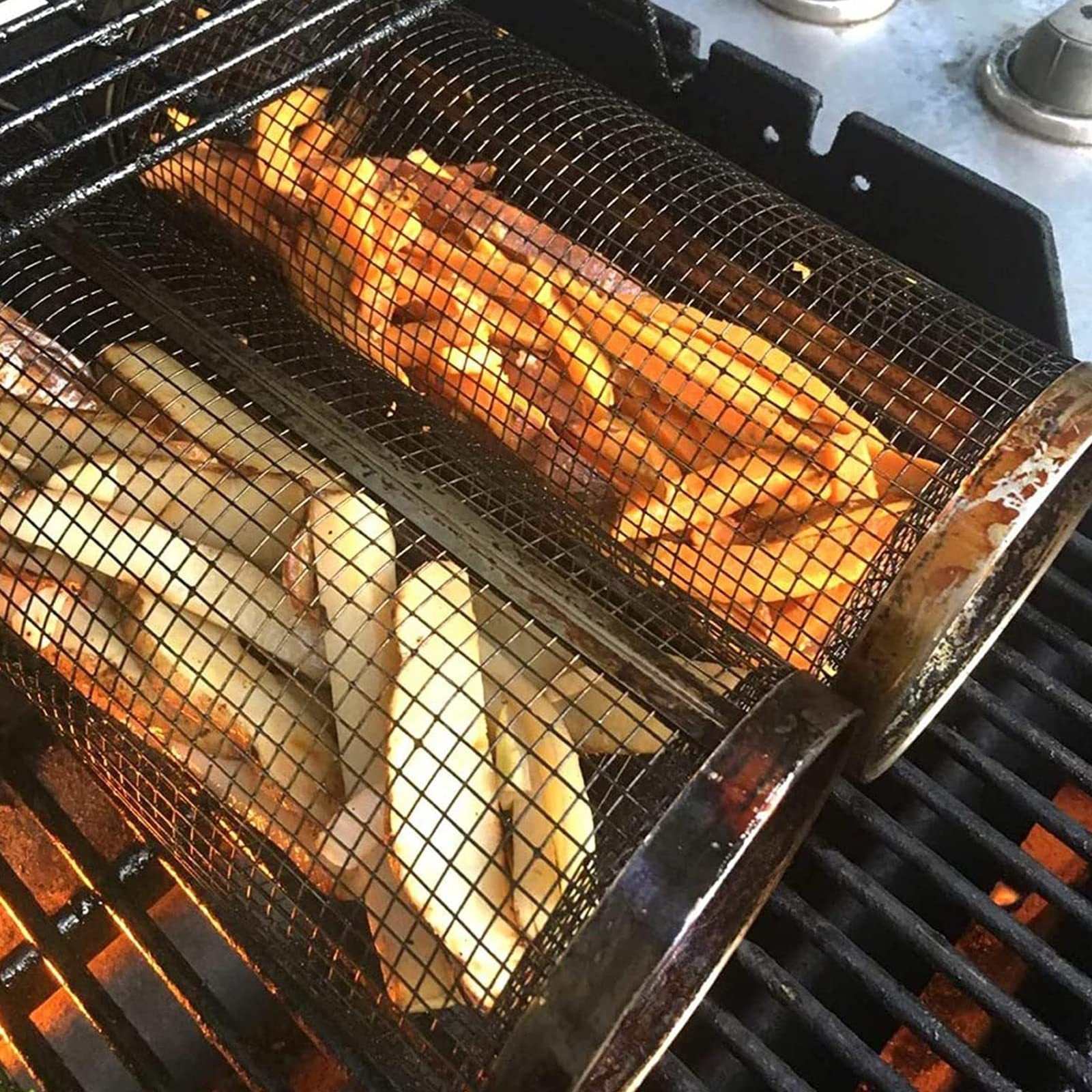 Rollende grillmand voor de barbecue